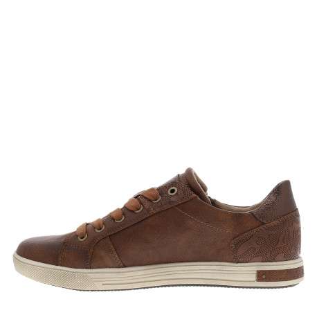 Tennis cognac à talon plat munies de lacets et d'un zip latéral - Image 3