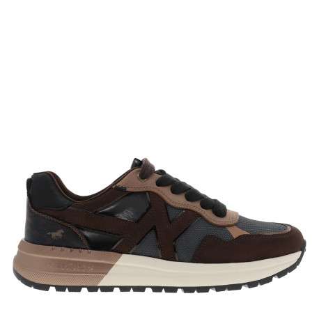 Baskets running brunes avec un talon plat et munies de lacets plats bicolores - Image 2