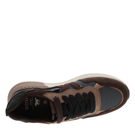 Baskets running brunes avec un talon plat et munies de lacets plats bicolores - Image 5