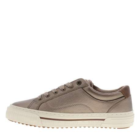 Tennis cuivrées à talon plat pourvu d'un zip latéral et de lacets brillants - Image 3