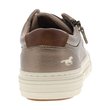 Tennis cuivrées à talon plat pourvu d'un zip latéral et de lacets brillants - Image 4