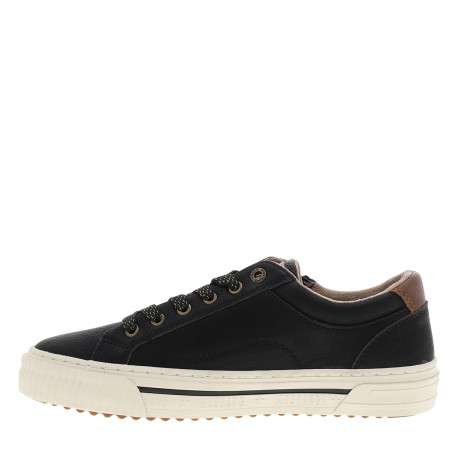 Tennis noires à talon plat avec des lacets dorés ainsi qu'un zip latéral - Image 3