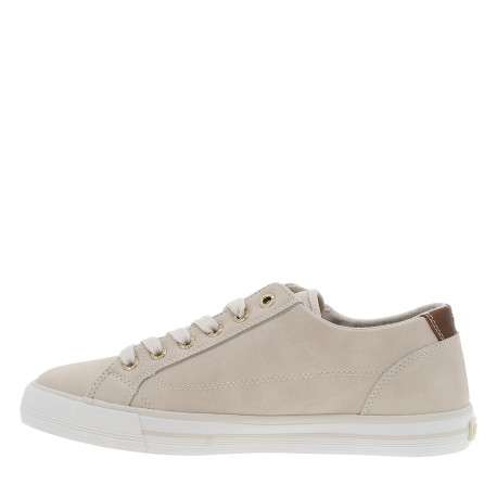 Tennis beiges claires à semelle plate avec lacets et zip latéral - Image 3