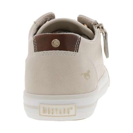 Tennis beiges claires à semelle plate avec lacets et zip latéral - Image 4