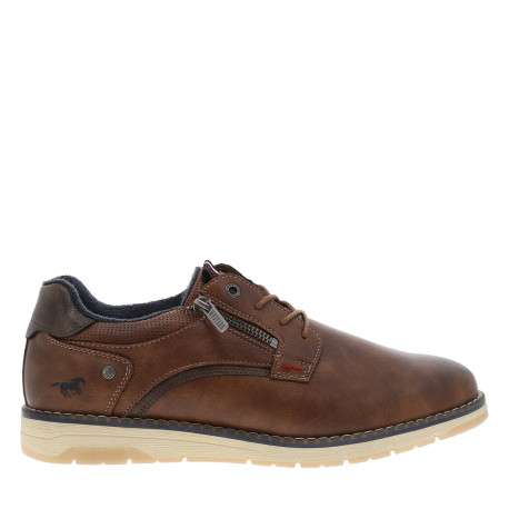 Derbies brunes avec un talon plat munies de lacets ronds et d'un zip latéral - Image 2