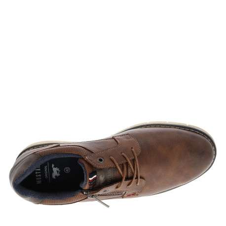 Derbies brunes avec un talon plat munies de lacets ronds et d'un zip latéral - Image 5