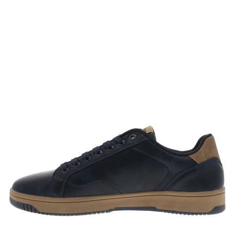 Tennis Gobat bleu marine à talon plat munies de lacets avec un zip latéral - Image 3