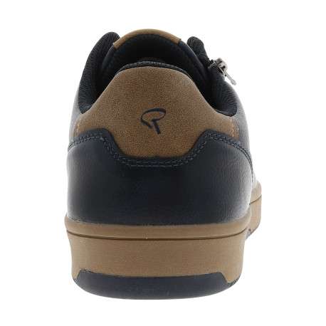 Tennis Gobat bleu marine à talon plat munies de lacets avec un zip latéral - Image 4