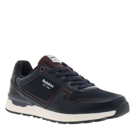 Baskets running Brams 2 bleu marine à talon plat et logos blancs