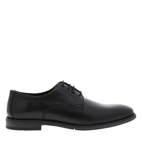 Derbies en cuir noires avec un talon décroché bas et des lacets ronds - Image 2