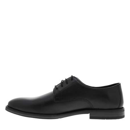 Derbies en cuir noires avec un talon décroché bas et des lacets ronds - Image 3