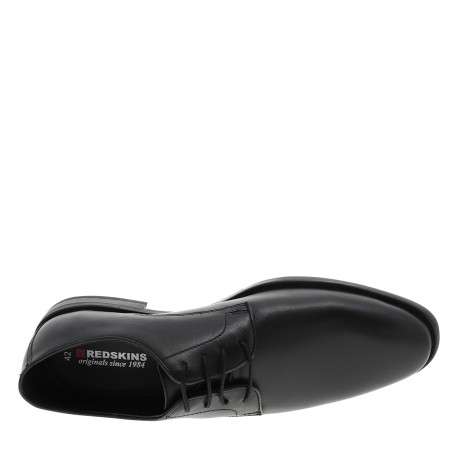 Derbies en cuir noires avec un talon décroché bas et des lacets ronds - Image 5