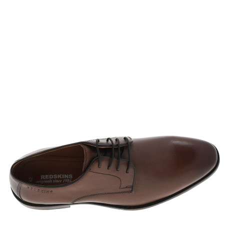 Derbies en cuir brandy avec un talon décroché bas et des lacets ronds - Image 5