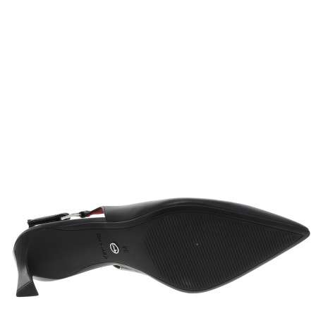 Escarpins noirs en cuir arrière ouvert avec un talon décroché haut - Image 6