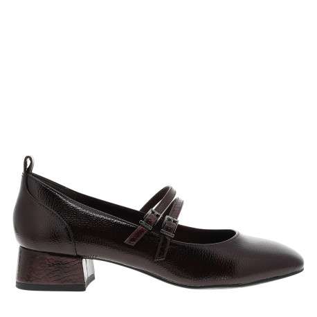 Ballerines bordeaux à talon décroché moyen et une fermeture à boucle - Image 2