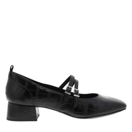 Ballerines noires vernies à talon décroché moyen et une fermeture à boucle - Image 2