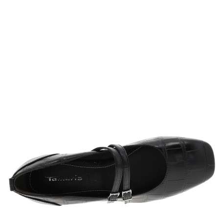 Ballerines noires vernies à talon décroché moyen et une fermeture à boucle - Image 5
