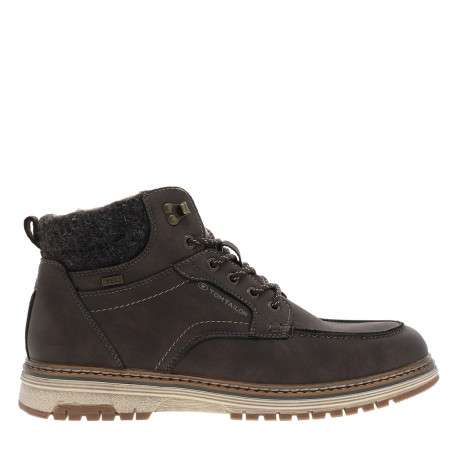 Bottines café à talon plat et lacets ronds accompagné d'un zip latéral - Image 2