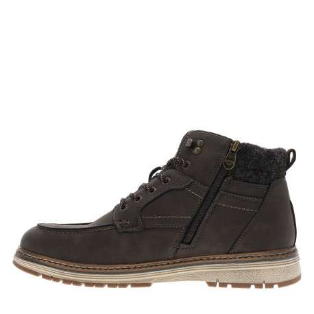 Bottines café à talon plat et lacets ronds accompagné d'un zip latéral - Image 3