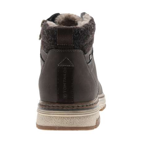 Bottines café à talon plat et lacets ronds accompagné d'un zip latéral - Image 4