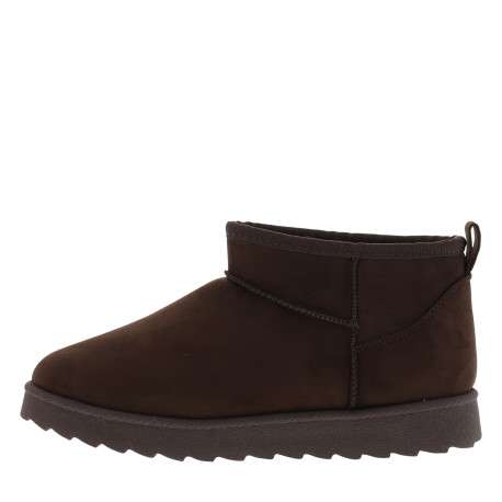 Boots chocolat à talon plat avec un intérieur doublé doux un logo métallique - Image 3