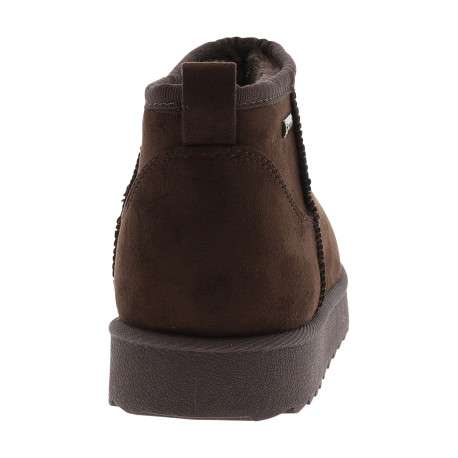 Boots chocolat à talon plat avec un intérieur doublé doux un logo métallique - Image 4