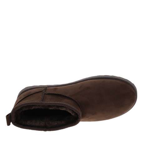 Boots chocolat à talon plat avec un intérieur doublé doux un logo métallique - Image 5