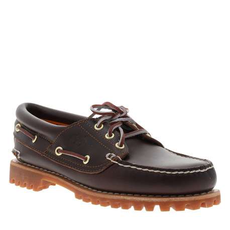 Bateau Timberland Authentic Boat en cuir brun à talon décroché bas