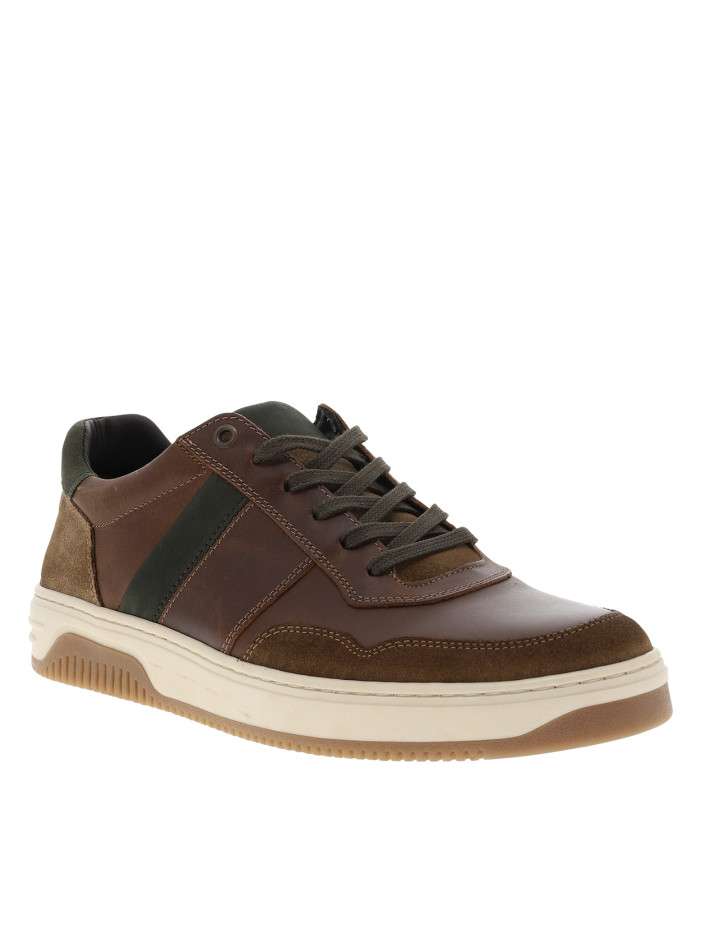 Tennis en cuir marron avec...