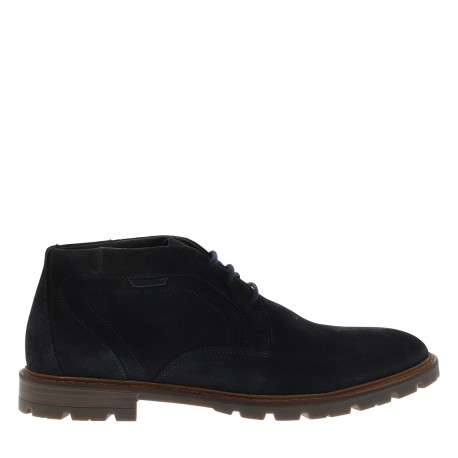 Bottines en cuir bleu marine avec un talon plat et des lacets - Image 2
