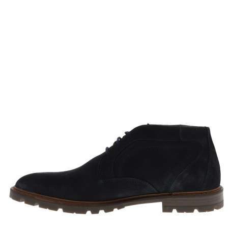 Bottines en cuir bleu marine avec un talon plat et des lacets - Image 3