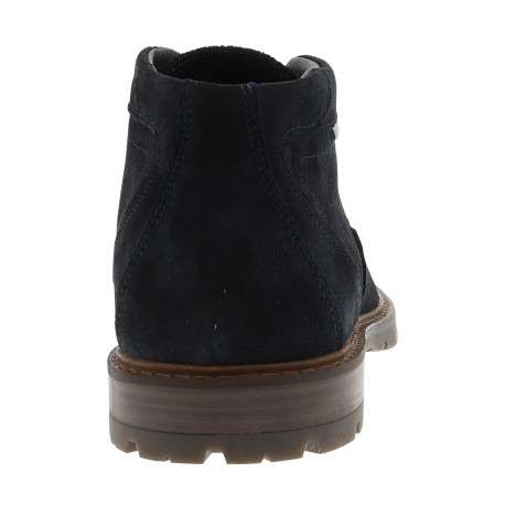 Bottines en cuir bleu marine avec un talon plat et des lacets - Image 4
