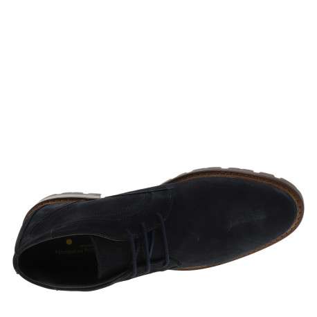 Bottines en cuir bleu marine avec un talon plat et des lacets - Image 5