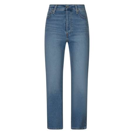 Jean en coton stone uni avec une coupe slim et une taille haute
