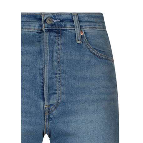 Jean en coton stone uni avec une coupe slim et une taille haute - Image 3