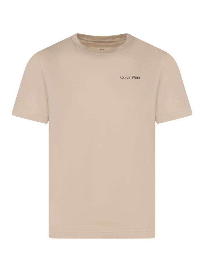 T-shirt en coton beige uni...