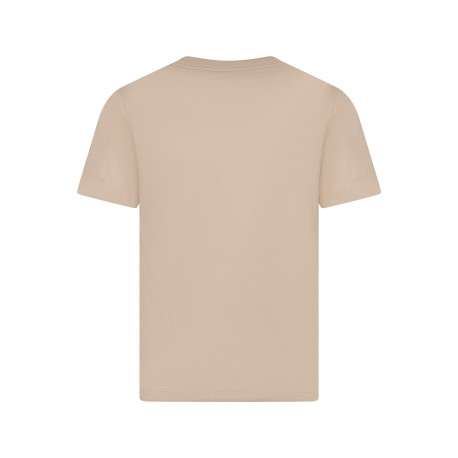T-shirt en coton beige uni avec une coupe droite et un col rond - Image 2