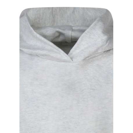 Sweat en coton gris clair uni avec une coupe cropped et un col à capuche - Image 3