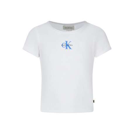 T-shirt en coton blanc uni avec une coupe ajustée et un col rond