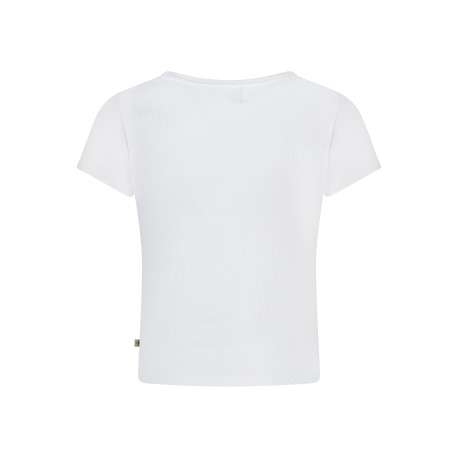 T-shirt en coton blanc uni avec une coupe ajustée et un col rond - Image 2