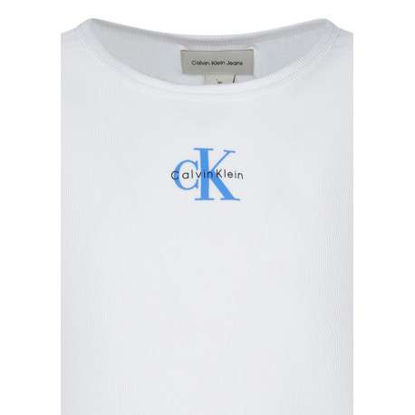 T-shirt en coton blanc uni avec une coupe ajustée et un col rond - Image 3