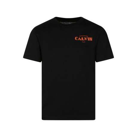 T-shirt en coton noir uni avec une coupe droite et un col rond