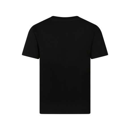 T-shirt en coton noir uni avec une coupe droite et un col rond - Image 2
