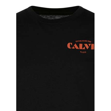 T-shirt en coton noir uni avec une coupe droite et un col rond - Image 3