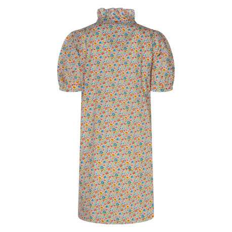 Robe courte en coton multicolore floral coupe droite et un col montant - Image 2