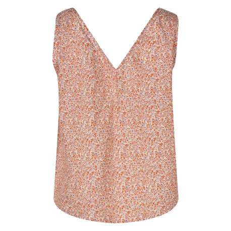 Blouse en coton rouge floral avec une coupe droite et un col v - Image 2