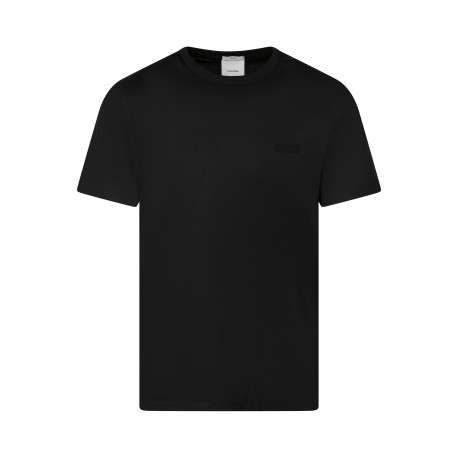 T-shirt en coton noir uni avec une coupe droite et un col rond