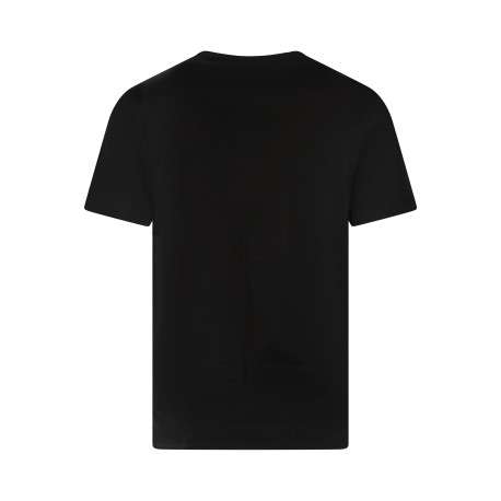 T-shirt en coton noir uni avec une coupe droite et un col rond - Image 2