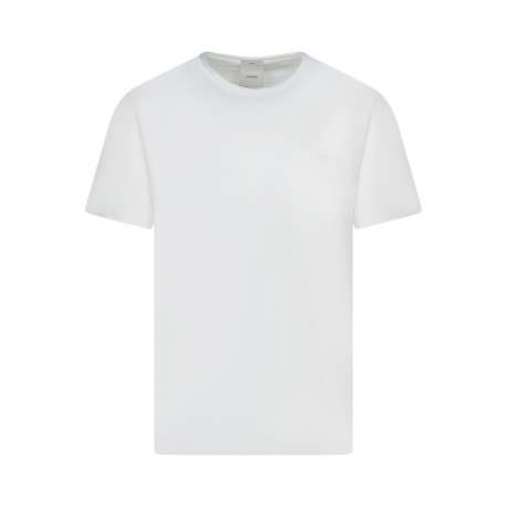 T-shirt en coton blanc uni avec une coupe droite et un col rond