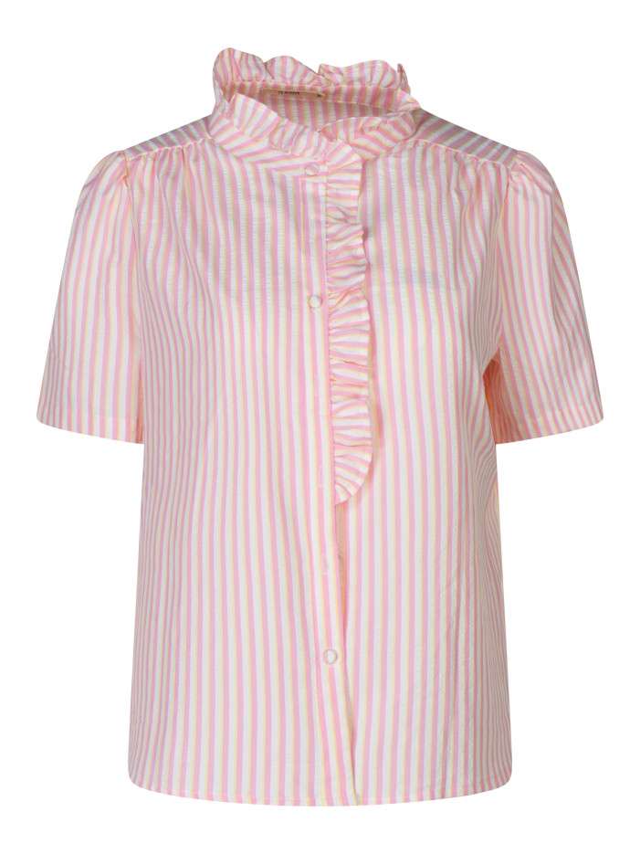 Chemisier en coton rose à...